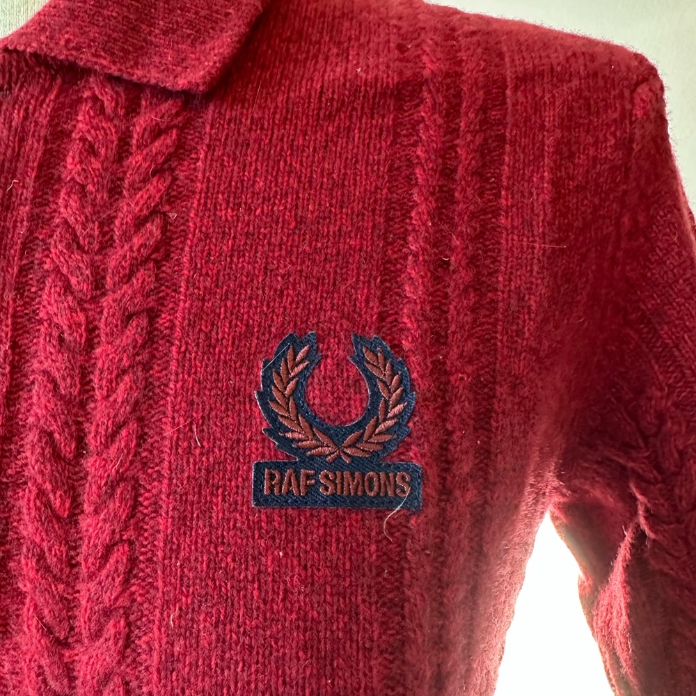 Fred Perry Deep Red Cable Knit Sweater